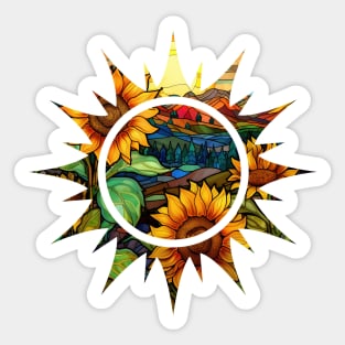 Sunflower Stained Glass Sun Sticker